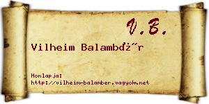 Vilheim Balambér névjegykártya